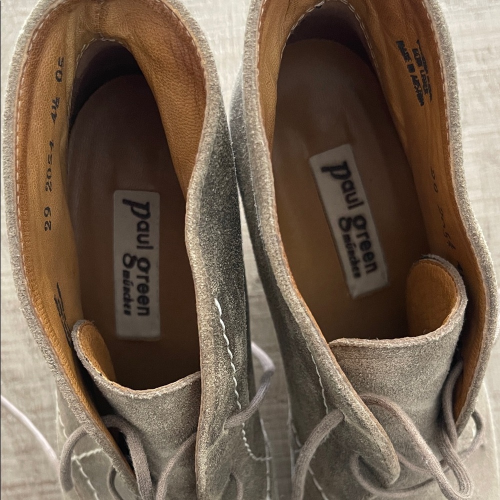 Paul Green Gray Suede Lace-Up Ankle Boots - Picture 2 of 3
